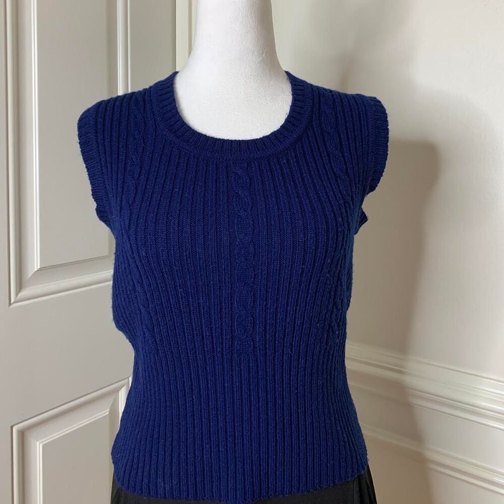 Vintage 70’s navy blue cable knit sweater vest
